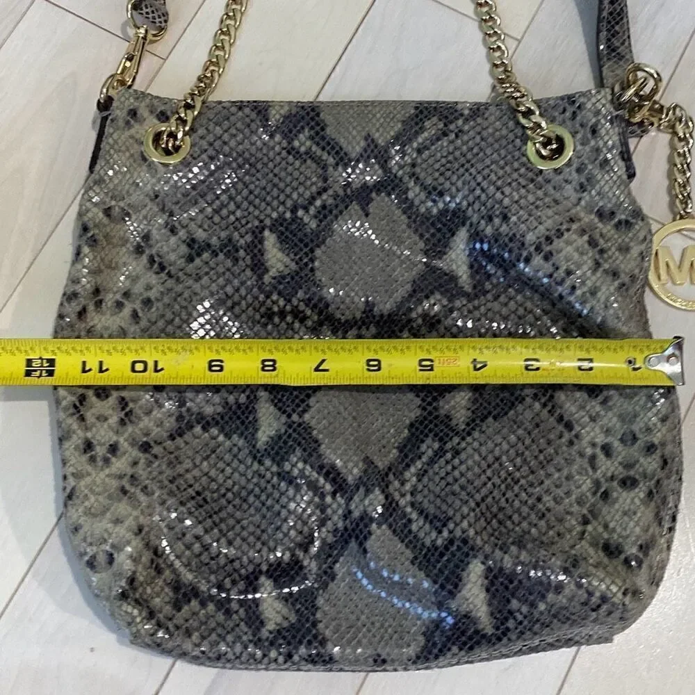 Michael Kors Women's Python Jet Set Chain Medium Shoulder Bag Gray